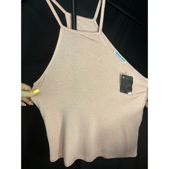 Fashion Nova Tops - Fashion Nova Womens M Mauve Pink Halter Tank Top Racerback Sleeveless Stretch